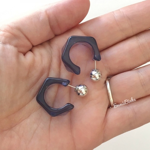 ✨3for$38 New Zara Translucent Chunky Hoop Ball Back Earrings - Picture 8 of 16